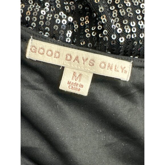 Good Days Only Women Black Open Front Sequined Duster Size M - Picture 8 of 10